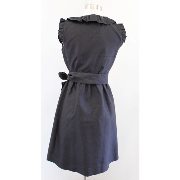 NWT $375 Kate Spade Black Silk Blend Aubrey Ruffle Trim Wrap Tie Dress Size 2 - Picture 6 of 6